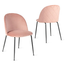 Load image into Gallery viewer, Set of 2 Upholstered Velvet Dining Chair with Metal Base for Living Room-Pink