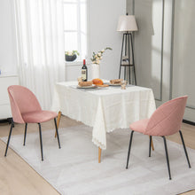 Load image into Gallery viewer, Set of 2 Upholstered Velvet Dining Chair with Metal Base for Living Room-Pink