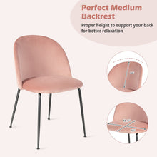 Load image into Gallery viewer, Set of 2 Upholstered Velvet Dining Chair with Metal Base for Living Room-Pink