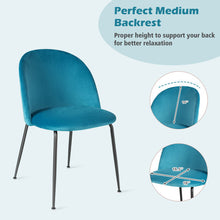 Load image into Gallery viewer, Set of 2 Upholstered Velvet Dining Chair with Metal Base for Living Room-Teal