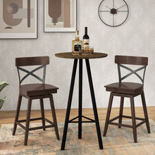 Load image into Gallery viewer, Set of 2 Wooden Swivel Bar Stools with Open X Back and Footrest-24 inches