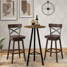 Load image into Gallery viewer, Set of 2 Wooden Swivel Bar Stools with Open X Back and Footrest-29 inches