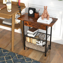 Load image into Gallery viewer, Side End Table with Charging Station Flip-Up Top for Living Room-Rustic Brown