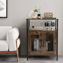 Load image into Gallery viewer, Industrial Sideboard Buffet Cabinet with Removable Wine Rack-Rustic Brown