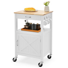 Load image into Gallery viewer, Rolling Kitchen Island Cart with Drawer and Side Hooks-White