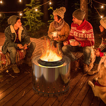 Load image into Gallery viewer, Smokeless Stainless Steel Fire Pit with Ash Pan for Yard Camping-Silver