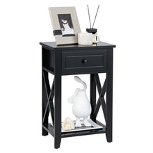 Load image into Gallery viewer, Storage End Bedside Drawer Nightstand w/ Bottom Shelf-Black
