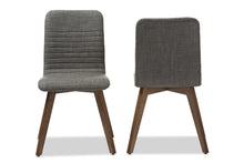 Load image into Gallery viewer, Baxton Studio Sugar Mid-century Retro Modern Scandinavian Style Dark Grey Fabric Upholstered Walnut Wood Finishing Dining Chair (Set of 2)