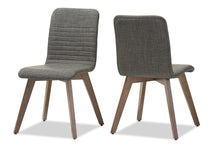 Load image into Gallery viewer, Baxton Studio Sugar Mid-century Retro Modern Scandinavian Style Dark Grey Fabric Upholstered Walnut Wood Finishing Dining Chair (Set of 2)