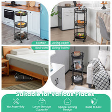 Load image into Gallery viewer, 3-Tier Rotating 1-Second folding Storage Rack Metal-Round