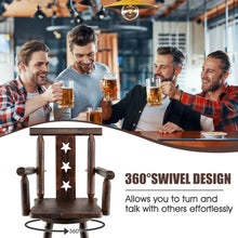 Load image into Gallery viewer, 29 Inch Wooden Swivel Bar Stool with Footrest Backrest Armrest-Brown