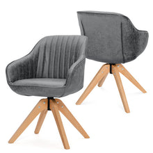 Load image into Gallery viewer, Modern Leathaire Set of 2 Swivel Accent Chair with Beech Wood Legs-Gray