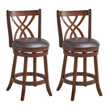 Load image into Gallery viewer, 360° Swivel Counter Height Chairs with PU Leather Cushioned Seat and Footrests-26 inches