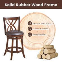 Load image into Gallery viewer, 360° Swivel Counter Height Chairs with PU Leather Cushioned Seat and Footrests-26 inches