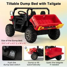 Load image into Gallery viewer, 2-Seater Kids Ride On Dump Truck with Dump Bed and Shovel-Red