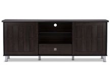 Load image into Gallery viewer, Baxton Studio Unna 70-Inch Dark Brown Wood TV Cabinet with 2 Sliding Doors and Drawer