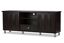 Load image into Gallery viewer, Baxton Studio Unna 70-Inch Dark Brown Wood TV Cabinet with 2 Sliding Doors and Drawer