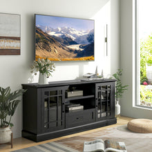 Load image into Gallery viewer, TV Stand for TVs up to 70 with Glass Doors Cubbies and Drawer-Black