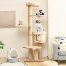 Load image into Gallery viewer, Modern Tall Cat Tree Tower with Scratch Posts and Washable Mats-Beige