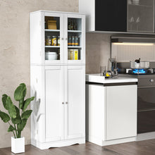 Load image into Gallery viewer, Tall Kitchen Pantry Cabinet with Dual Tempered Glass Doors and Shelves-White