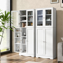 Load image into Gallery viewer, Tall Kitchen Pantry Cabinet with Dual Tempered Glass Doors and Shelves-White