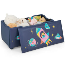 Load image into Gallery viewer, Kids Wooden Upholstered Toy Storage Box with Removable Lid-Navy