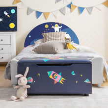 Load image into Gallery viewer, Kids Wooden Upholstered Toy Storage Box with Removable Lid-Navy