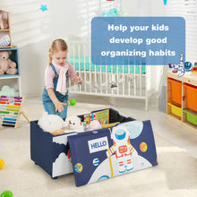 Load image into Gallery viewer, Kids Wooden Upholstered Toy Storage Box with Removable Lid-Blue