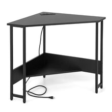 Load image into Gallery viewer, Triangle Computer Corner Desk with Charging Station-Black