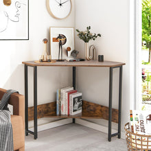 Load image into Gallery viewer, Triangle Computer Corner Desk with Charging Station-Rustic Brown