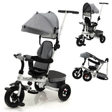 Load image into Gallery viewer, Folding Tricycle Baby Stroller with Reversible Seat and Adjustable Canopy-Gray