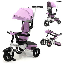 Load image into Gallery viewer, Folding Tricycle Baby Stroller with Reversible Seat and Adjustable Canopy-Pink