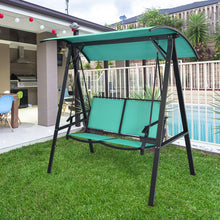 Load image into Gallery viewer, 2 Person Patio Swing with Weather Resistant Glider and Adjustable Canopy-Green