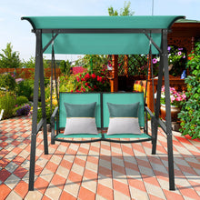 Load image into Gallery viewer, 2 Person Patio Swing with Weather Resistant Glider and Adjustable Canopy-Green