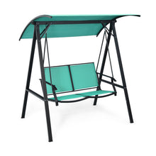 Load image into Gallery viewer, 2 Person Patio Swing with Weather Resistant Glider and Adjustable Canopy-Green