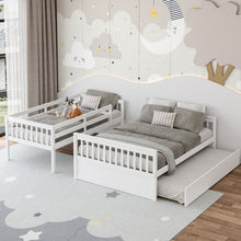 Load image into Gallery viewer, Twin Over Full Convertible Bunk Bed with Twin Trundle-White