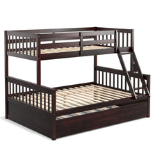 Load image into Gallery viewer, Twin Over Full Convertible Bunk Bed with Twin Trundle-Espresso