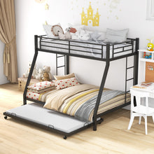 Load image into Gallery viewer, Twin Over Full Bunk Bed Frame with Trundle for Guest Room-Black