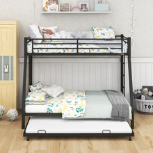 Load image into Gallery viewer, Twin Over Full Bunk Bed Frame with Trundle for Guest Room-Black