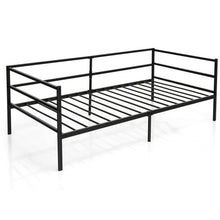Load image into Gallery viewer, Twin Size Metal Daybed Frame with Metal Slat Support and 3-Sided Guardrails