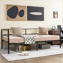 Load image into Gallery viewer, Twin Size Metal Daybed Frame with Metal Slat Support and 3-Sided Guardrails