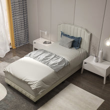 Load image into Gallery viewer, Heavy Duty Upholstered Bed Frame with Rivet Headboard-Twin Size