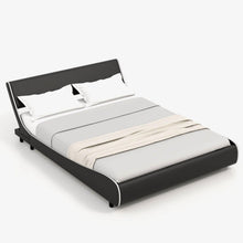 Load image into Gallery viewer, Upholstered Platform Bed Frame Low Profile Faux Leather with Curved Headboard-Queen Size
