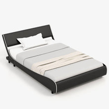Load image into Gallery viewer, Upholstered Platform Bed Frame Low Profile Faux Leather with Curved Headboard-Full Size