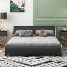 Load image into Gallery viewer, Upholstered Platform Bed Frame Low Profile Faux Leather with Curved Headboard-Queen Size