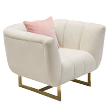 Load image into Gallery viewer, Venus Cream Fabric Chair w/ Contrasting Pillows & Gold Finished Metal Base by Diamond Sofa