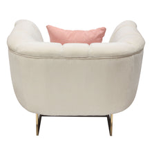 Load image into Gallery viewer, Venus Cream Fabric Chair w/ Contrasting Pillows & Gold Finished Metal Base by Diamond Sofa