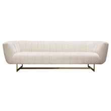 Load image into Gallery viewer, Venus Cream Fabric Sofa w/ Contrasting Pillows & Gold Finished Metal Base by Diamond Sofa