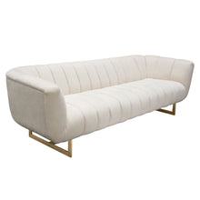 Load image into Gallery viewer, Venus Cream Fabric Sofa w/ Contrasting Pillows & Gold Finished Metal Base by Diamond Sofa