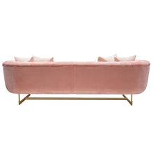 Load image into Gallery viewer, Venus Sofa in Blush Pink Velvet w/ Contrasting Pillows & Gold Finished Metal Base by Diamond Sofa